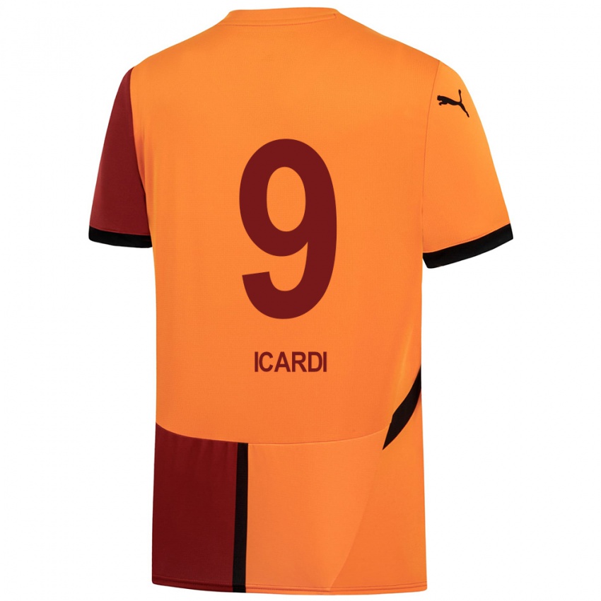 Homem Camisola Mauro Icardi #9 Vermelho Amarelo Principal 2024/25 Camisa