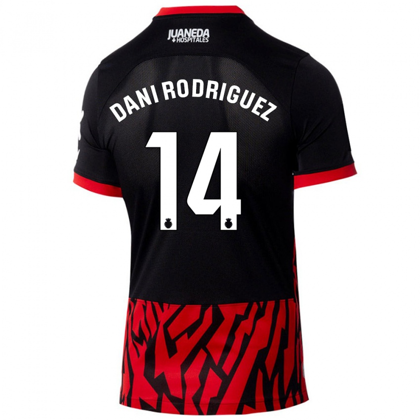 Homem Camisola Dani Rodríguez #14 Vermelho Preto Principal 2024/25 Camisa