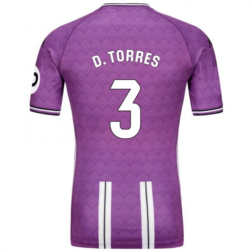 Homem Camisola David Torres #3 Branco Roxo Principal 2024/25 Camisa