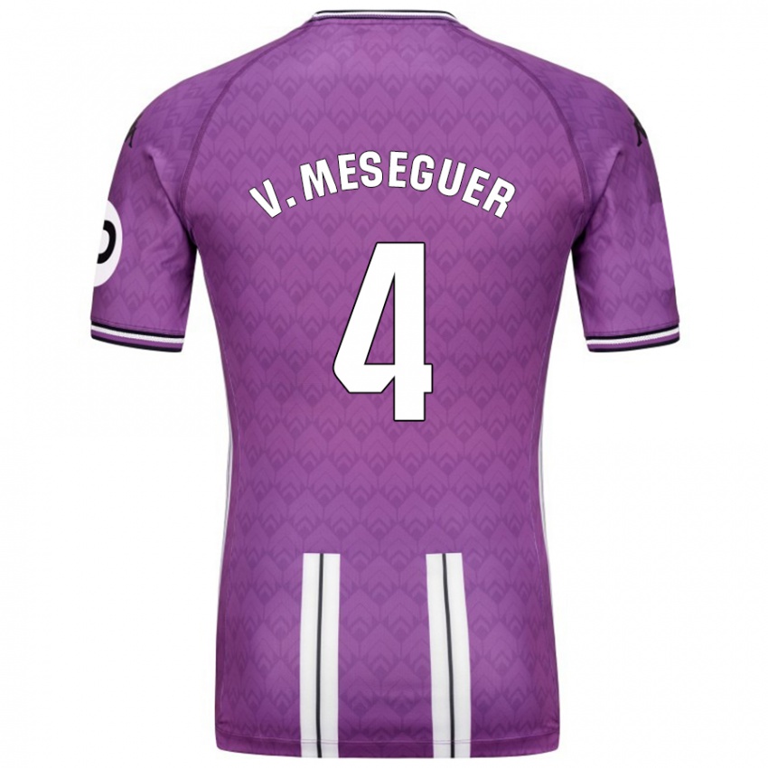 Homem Camisola Víctor Meseguer #4 Branco Roxo Principal 2024/25 Camisa