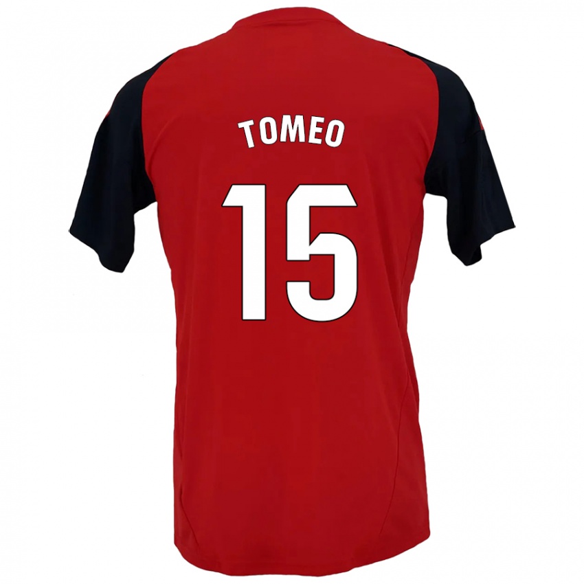 Homem Camisola Pablo Tomeo #15 Vermelho Preto Principal 2024/25 Camisa