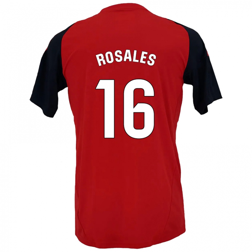 Homem Camisola Diego Rosales #16 Vermelho Preto Principal 2024/25 Camisa