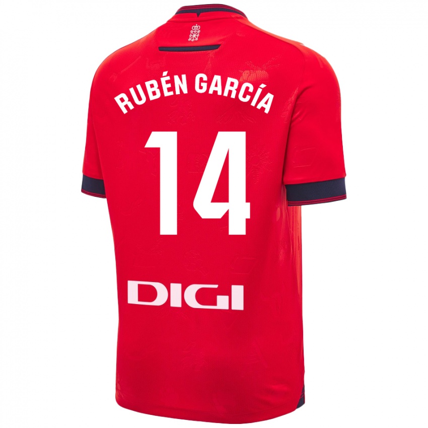 Homem Camisola Rubén García #14 Branco Vermelho Principal 2024/25 Camisa