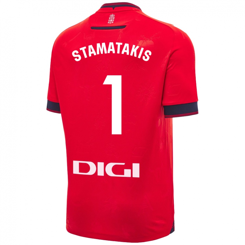 Homem Camisola Dimitrios Stamatakis #1 Branco Vermelho Principal 2024/25 Camisa