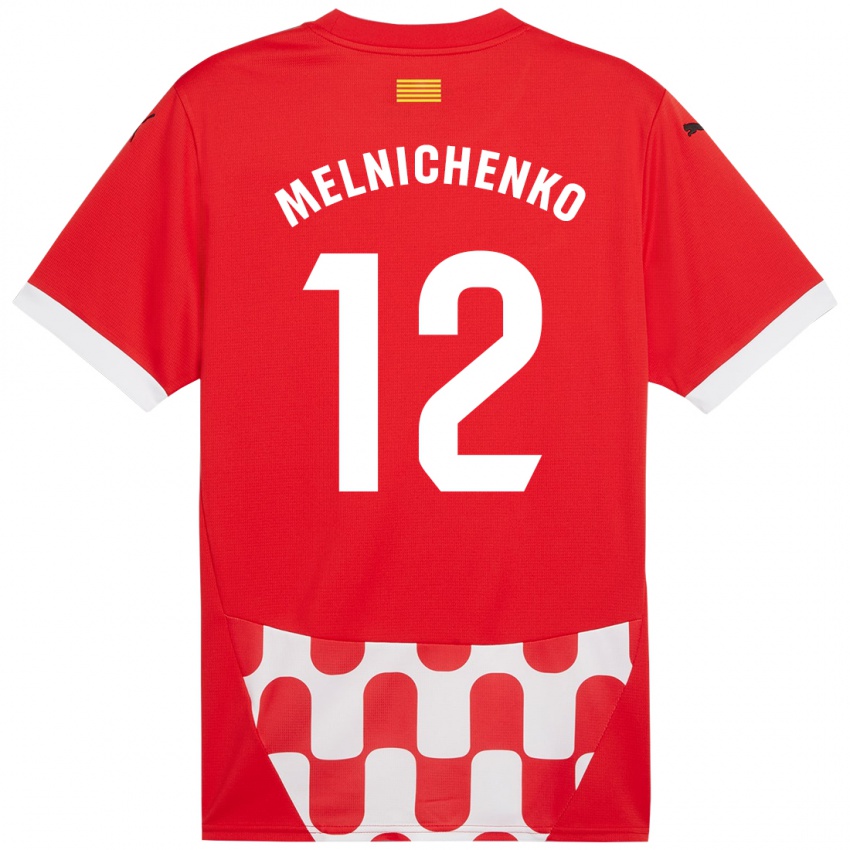 Homem Camisola Dmytro Melnichenko #12 Branco Vermelho Principal 2024/25 Camisa