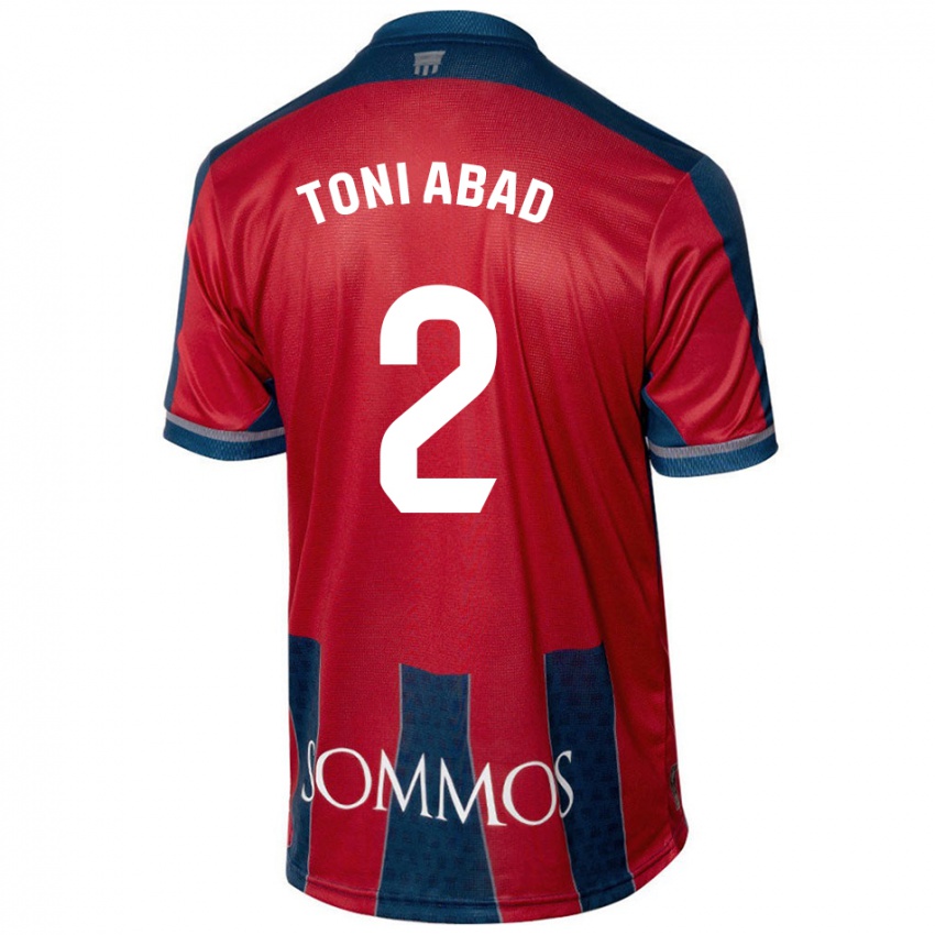 Homem Camisola Toni Abad #2 Azul Vermelho Principal 2024/25 Camisa