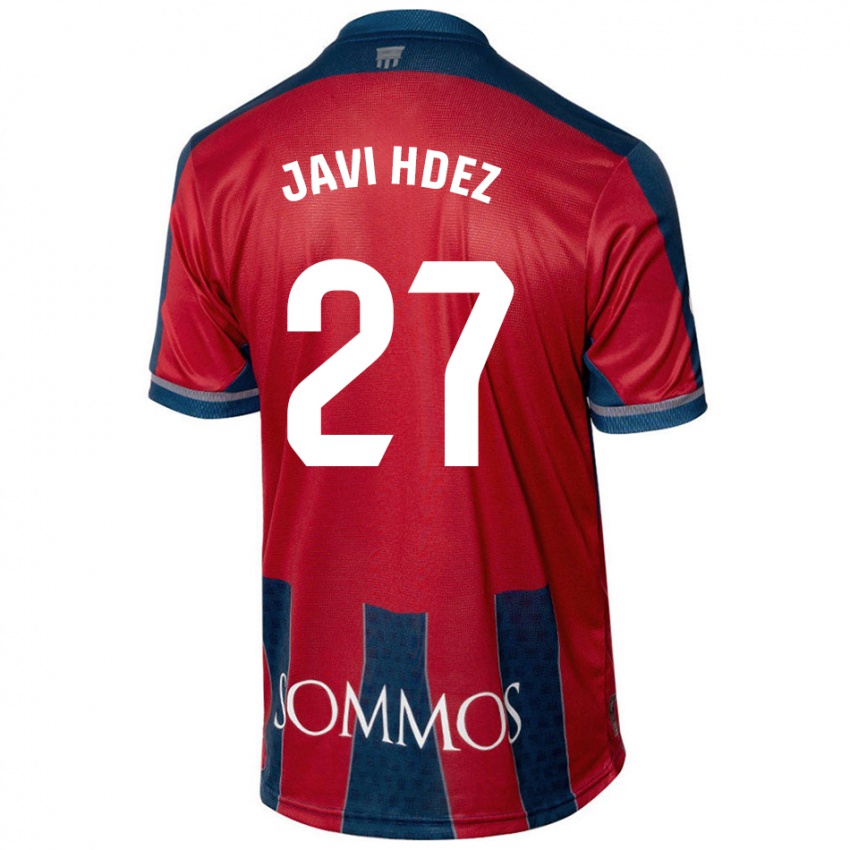 Homem Camisola Javi Hernández #27 Azul Vermelho Principal 2024/25 Camisa