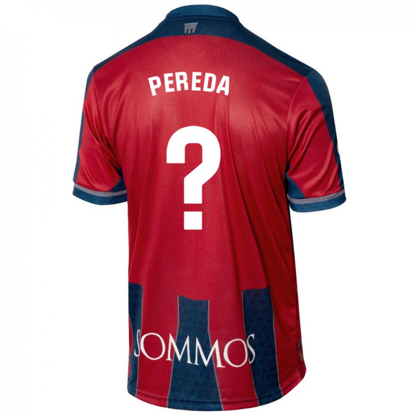 Homem Camisola Adrián Pereda #0 Azul Vermelho Principal 2024/25 Camisa