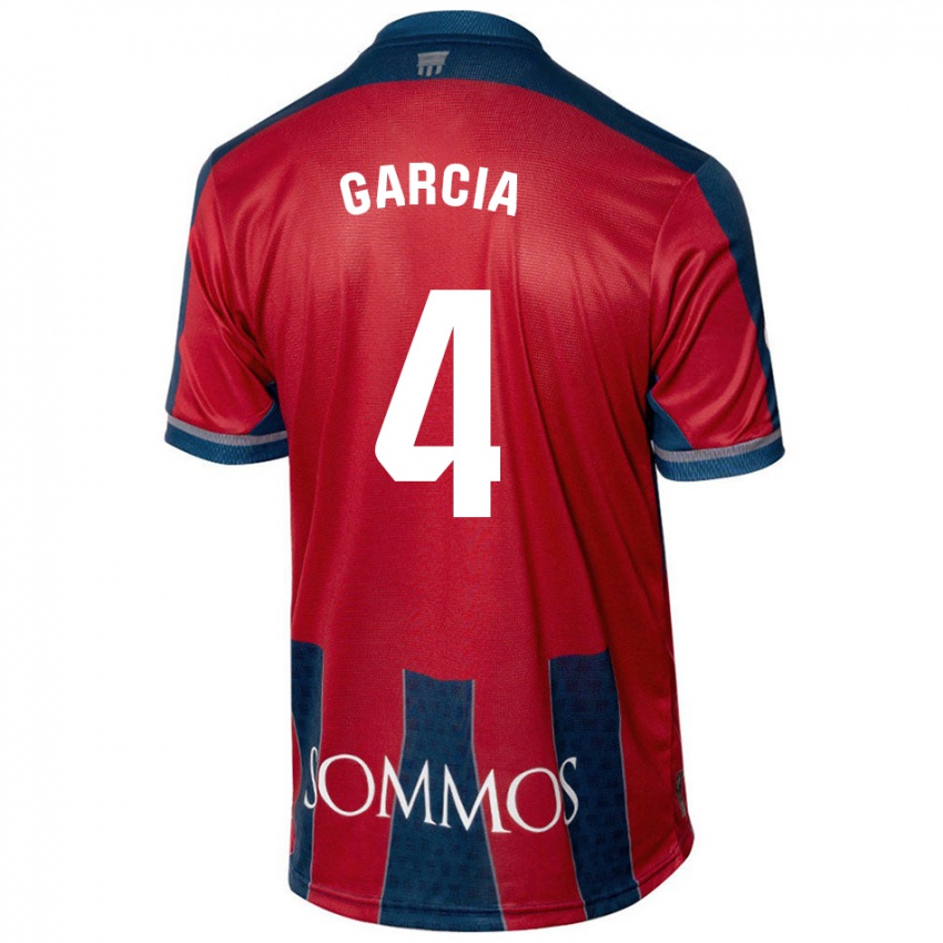 Homem Camisola Nacho García #4 Azul Vermelho Principal 2024/25 Camisa