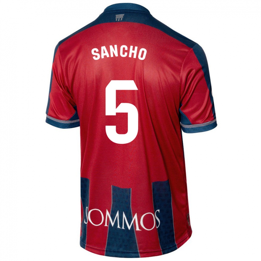 Homem Camisola Esther Sancho #5 Azul Vermelho Principal 2024/25 Camisa