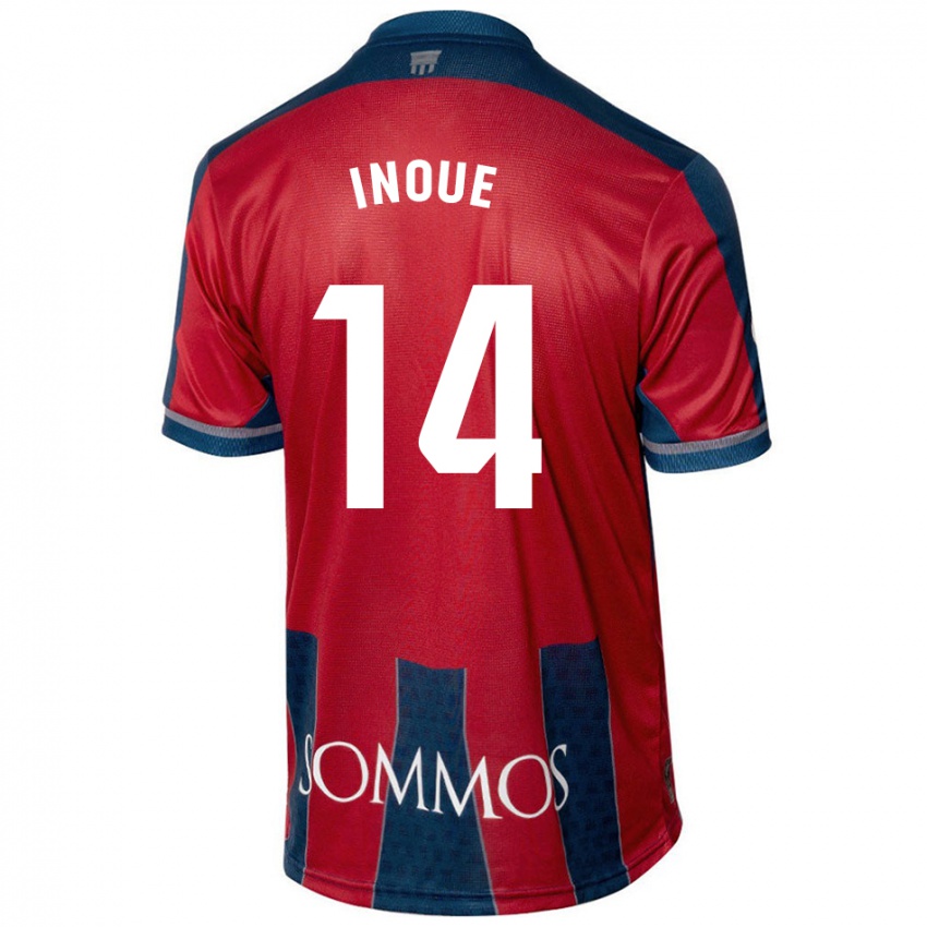 Homem Camisola Moe Inoue #14 Azul Vermelho Principal 2024/25 Camisa