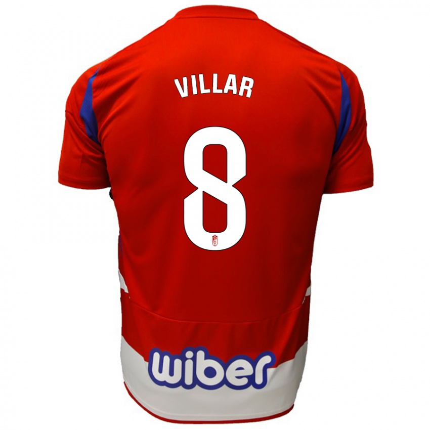 Homem Camisola Gonzalo Villar #8 Azul Vermelho Branco Principal 2024/25 Camisa