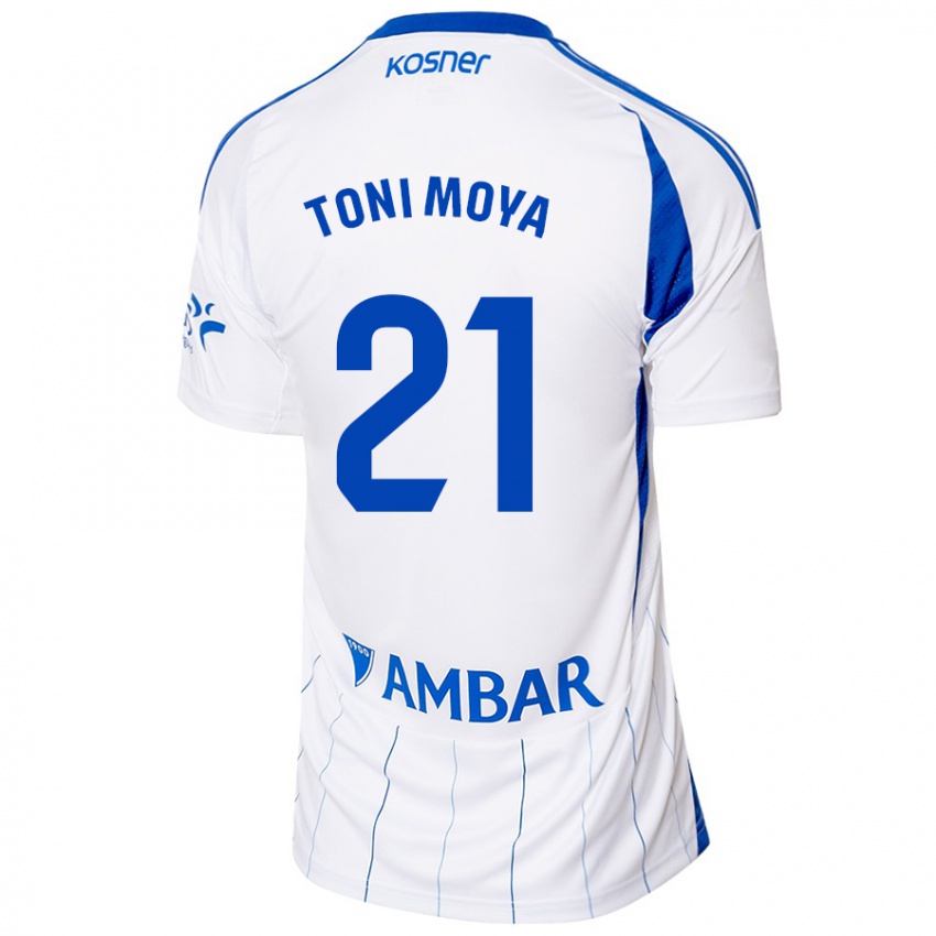 Homem Camisola Toni Moya #21 Vermelho Branco Principal 2024/25 Camisa