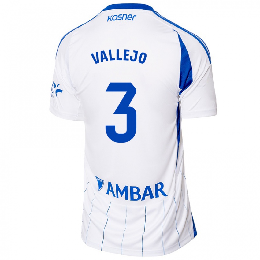 Homem Camisola Jaime Vallejo #3 Vermelho Branco Principal 2024/25 Camisa