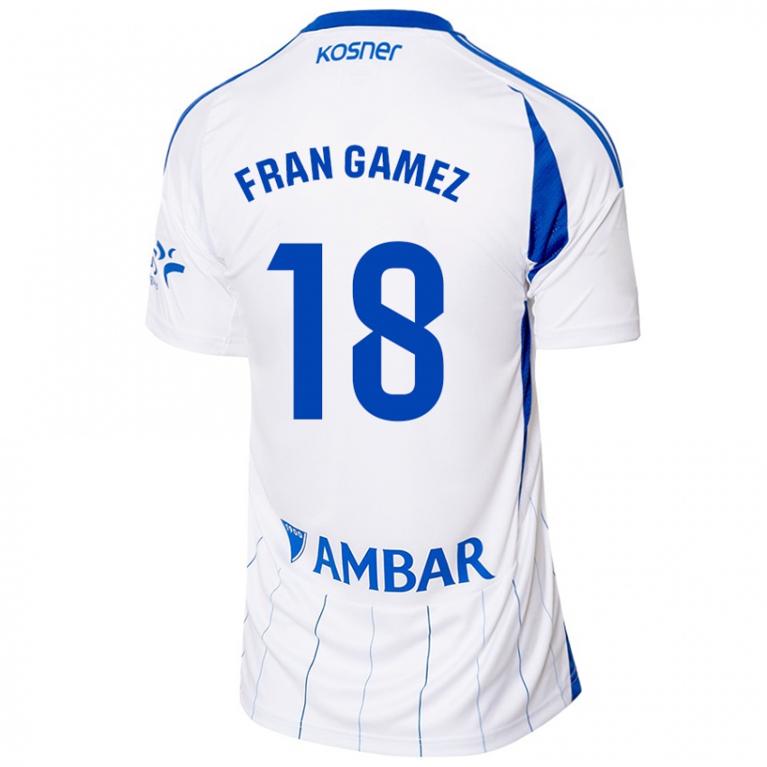 Homem Camisola Fran Gámez #18 Vermelho Branco Principal 2024/25 Camisa