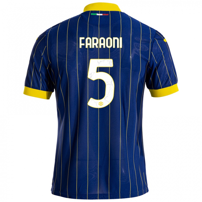 Homem Camisola Davide Faraoni #5 Azul Amarelo Principal 2024/25 Camisa