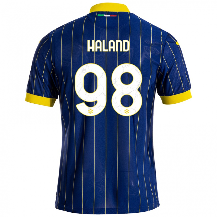 Homem Camisola Benedicte Iversen Håland #98 Azul Amarelo Principal 2024/25 Camisa