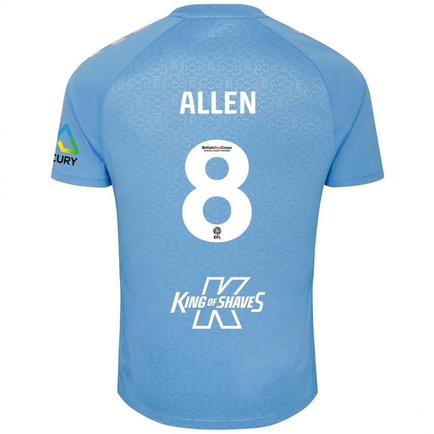 Homem Camisola Jamie Allen #8 Azul Branco Principal 2024/25 Camisa