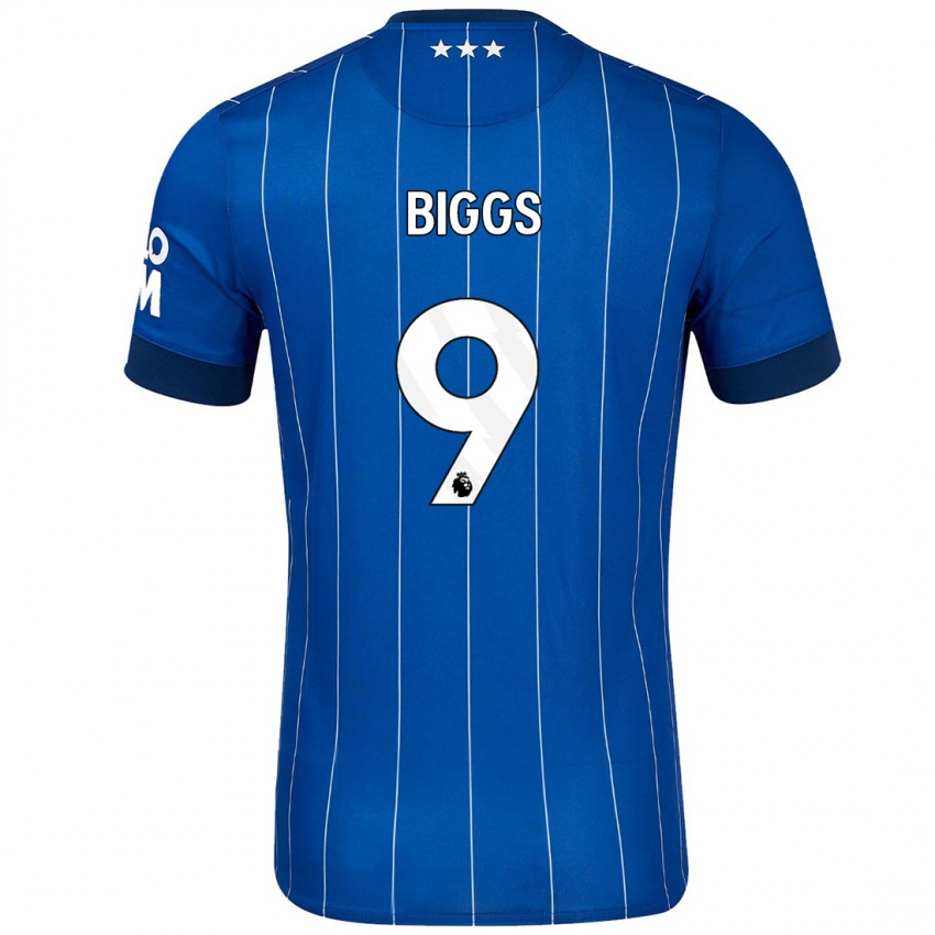 Homem Camisola Maddie Biggs #9 Azul Marinho Principal 2024/25 Camisa