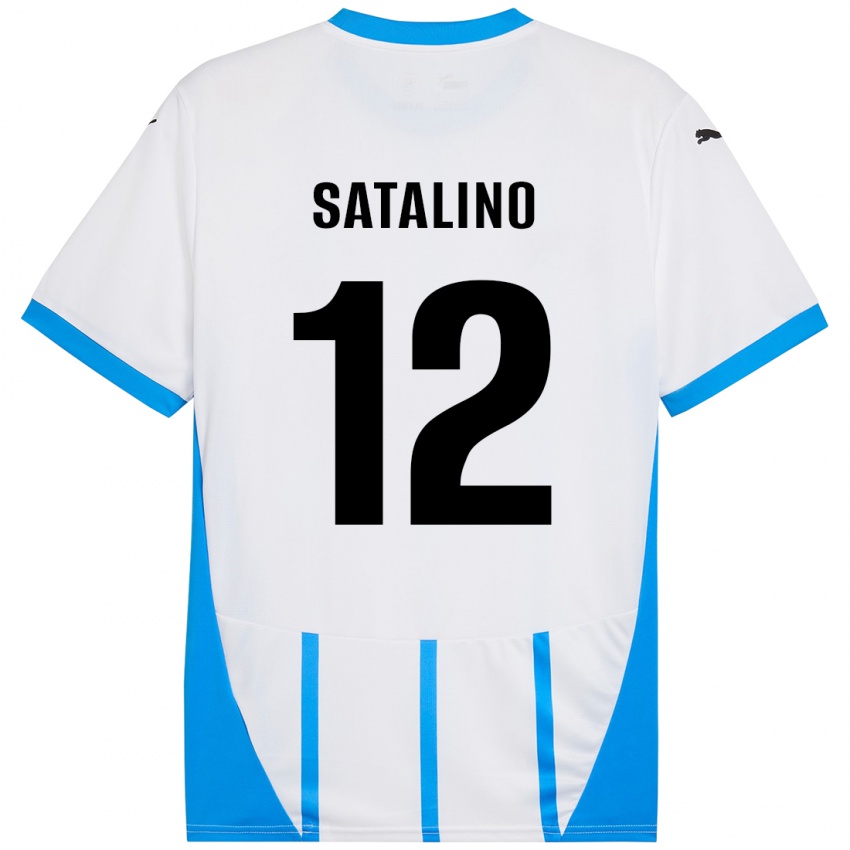 Homem Camisola Giacomo Satalino #12 Azul Branco Alternativa 2024/25 Camisa