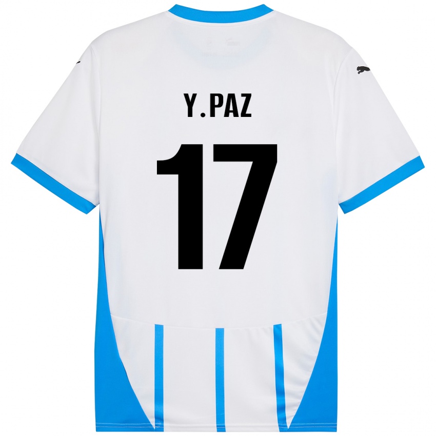 Homem Camisola Yeferson Paz #17 Azul Branco Alternativa 2024/25 Camisa