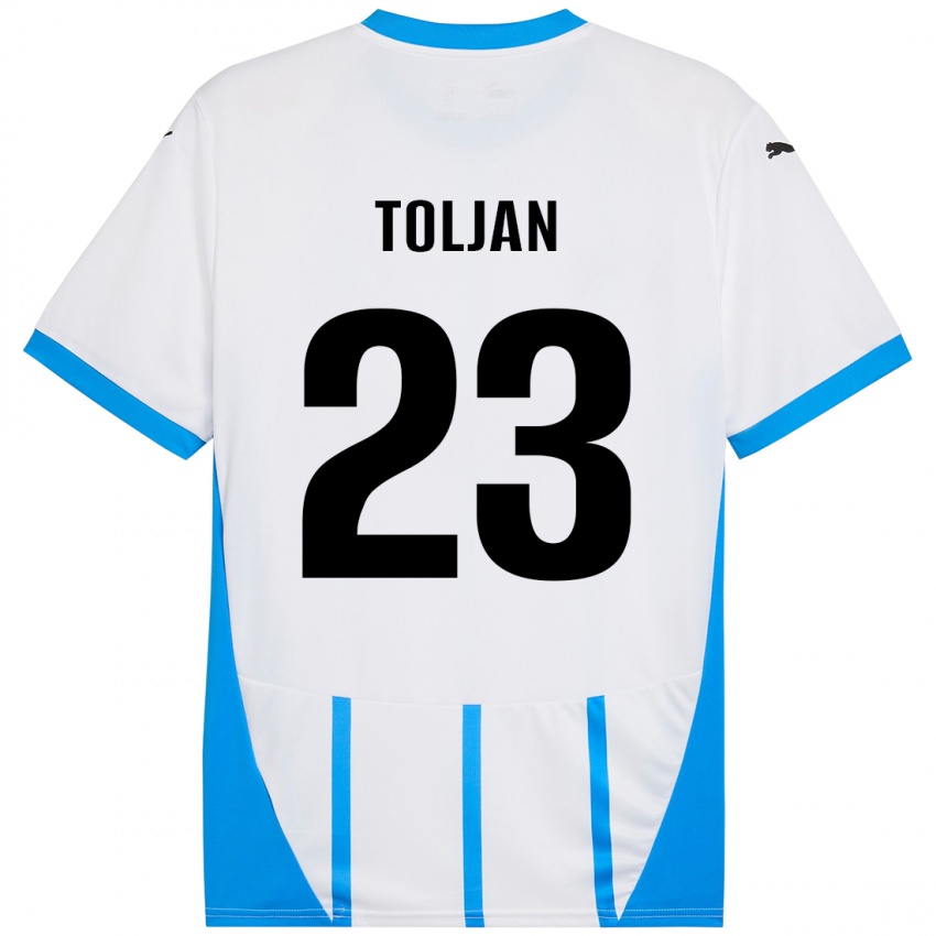 Homem Camisola Jeremy Toljan #23 Azul Branco Alternativa 2024/25 Camisa