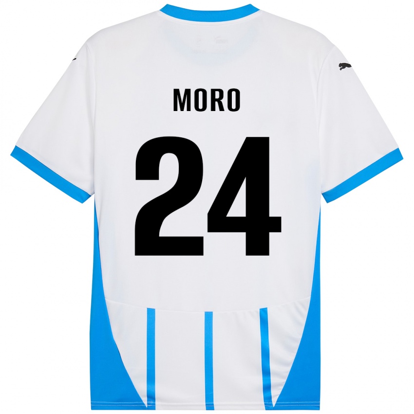 Homem Camisola Luca Moro #24 Azul Branco Alternativa 2024/25 Camisa