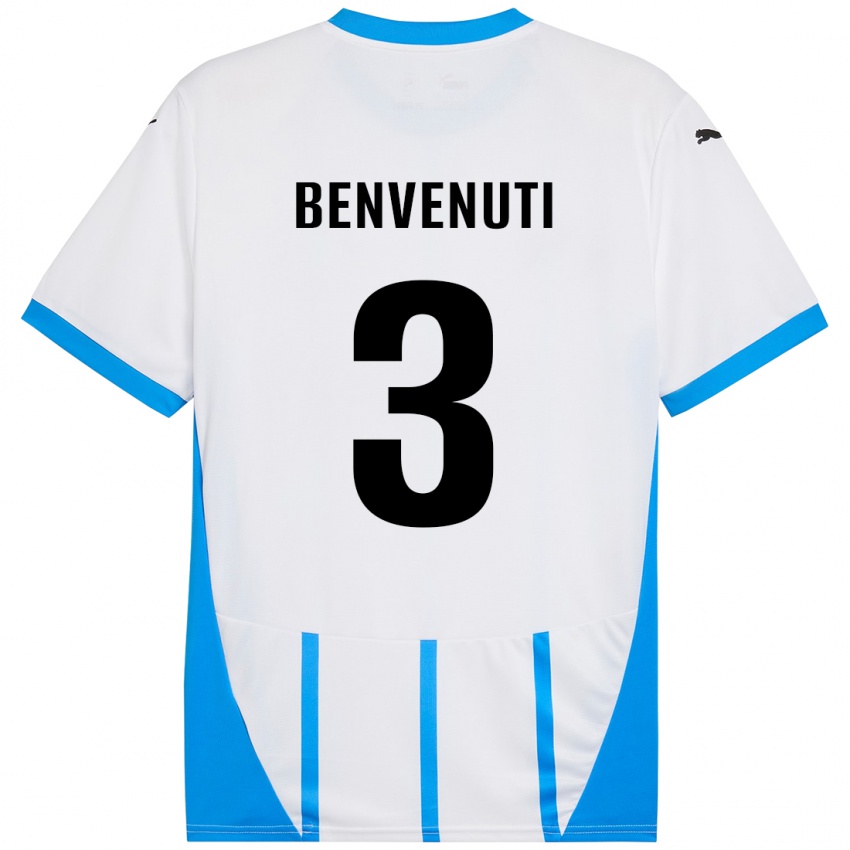 Homem Camisola Tommaso Benvenuti #3 Azul Branco Alternativa 2024/25 Camisa