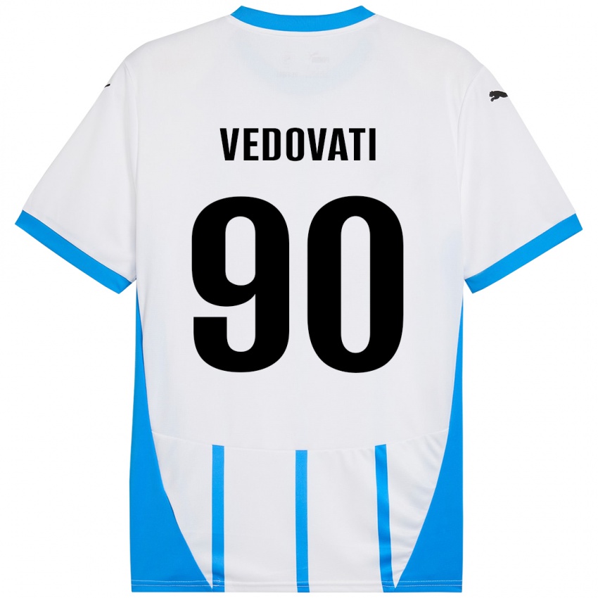 Homem Camisola Gabriele Vedovati #90 Azul Branco Alternativa 2024/25 Camisa