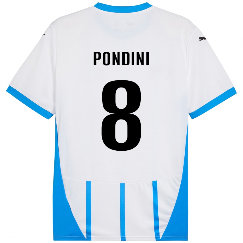 Homem Camisola Giada Pondini #8 Azul Branco Alternativa 2024/25 Camisa