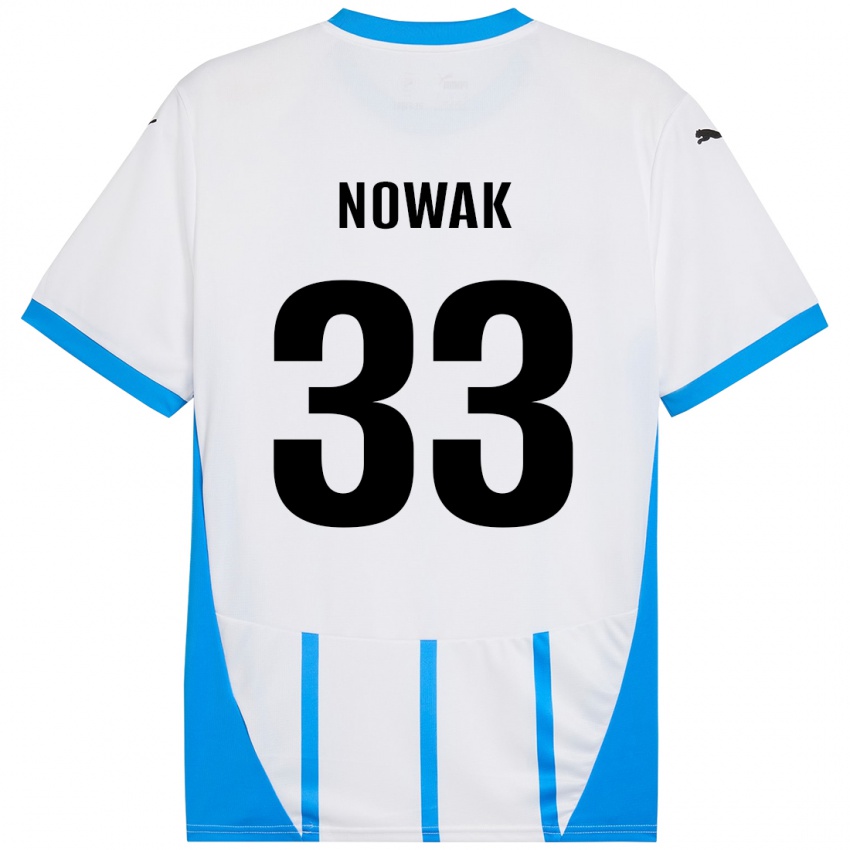 Homem Camisola Julie Nowak #33 Azul Branco Alternativa 2024/25 Camisa