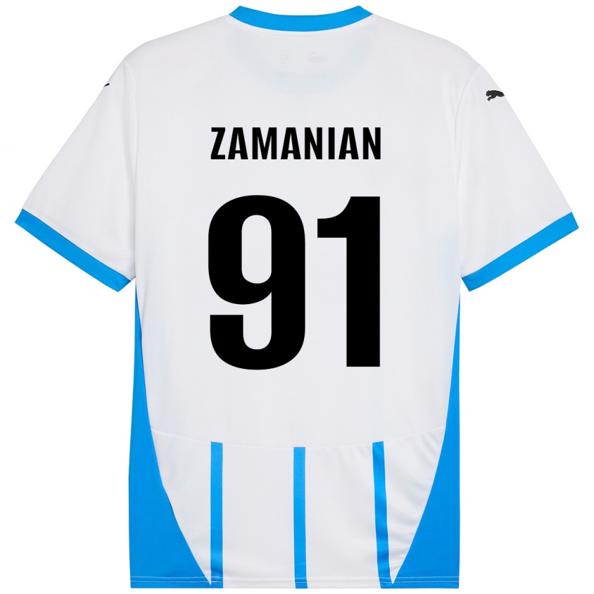 Homem Camisola Annahita Zamanian #91 Azul Branco Alternativa 2024/25 Camisa