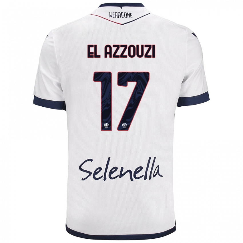 Homem Camisola Oussama El Azzouzi #17 Azul Real Branco Alternativa 2024/25 Camisa