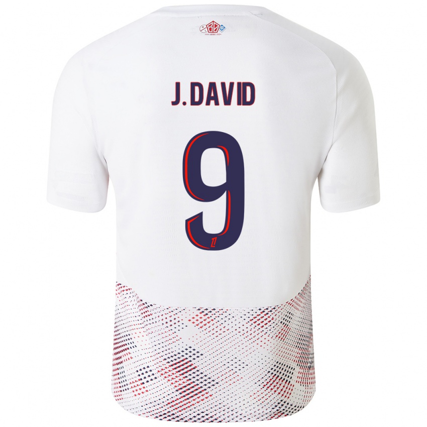 Homem Camisola Jonathan David #9 Azul Real Branco Alternativa 2024/25 Camisa