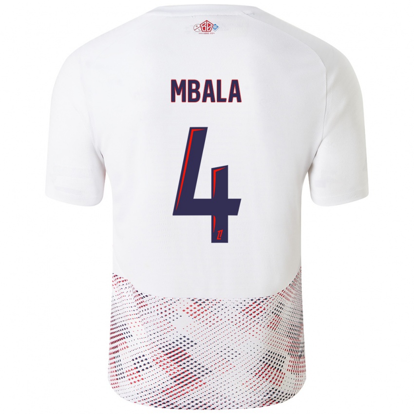 Homem Camisola Olivia Mbala #4 Azul Real Branco Alternativa 2024/25 Camisa