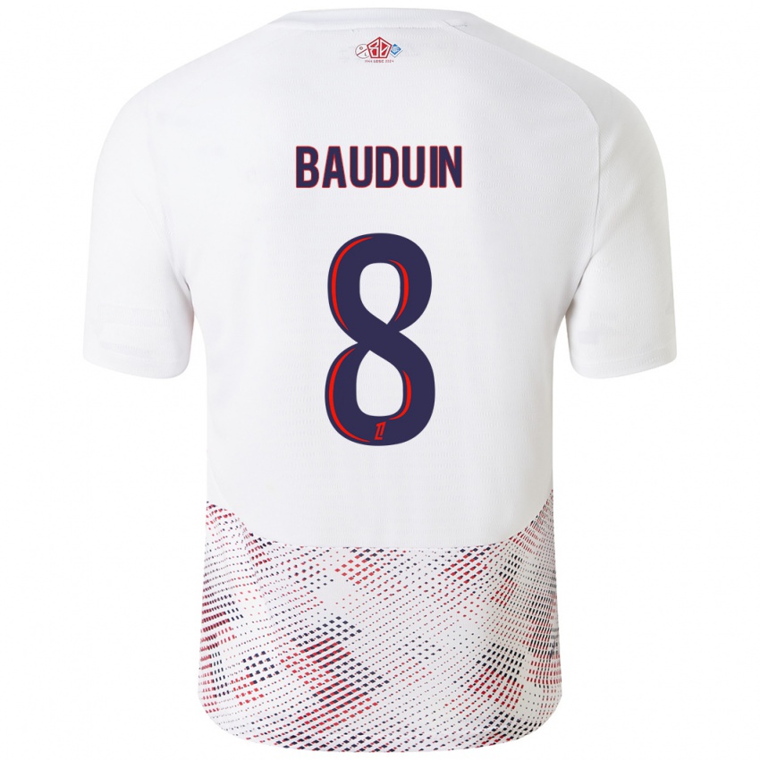 Homem Camisola Justine Bauduin #8 Azul Real Branco Alternativa 2024/25 Camisa