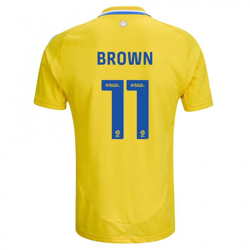 Homem Camisola Abbie Brown #11 Azul Amarelo Alternativa 2024/25 Camisa