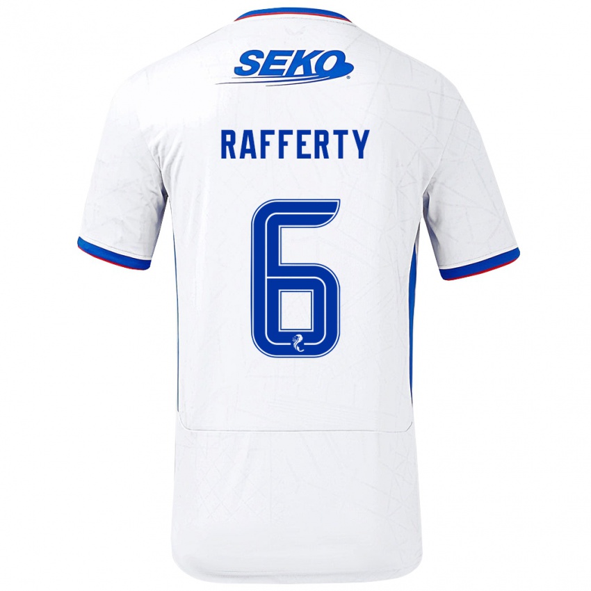 Homem Camisola Laura Rafferty #6 Azul Branco Alternativa 2024/25 Camisa