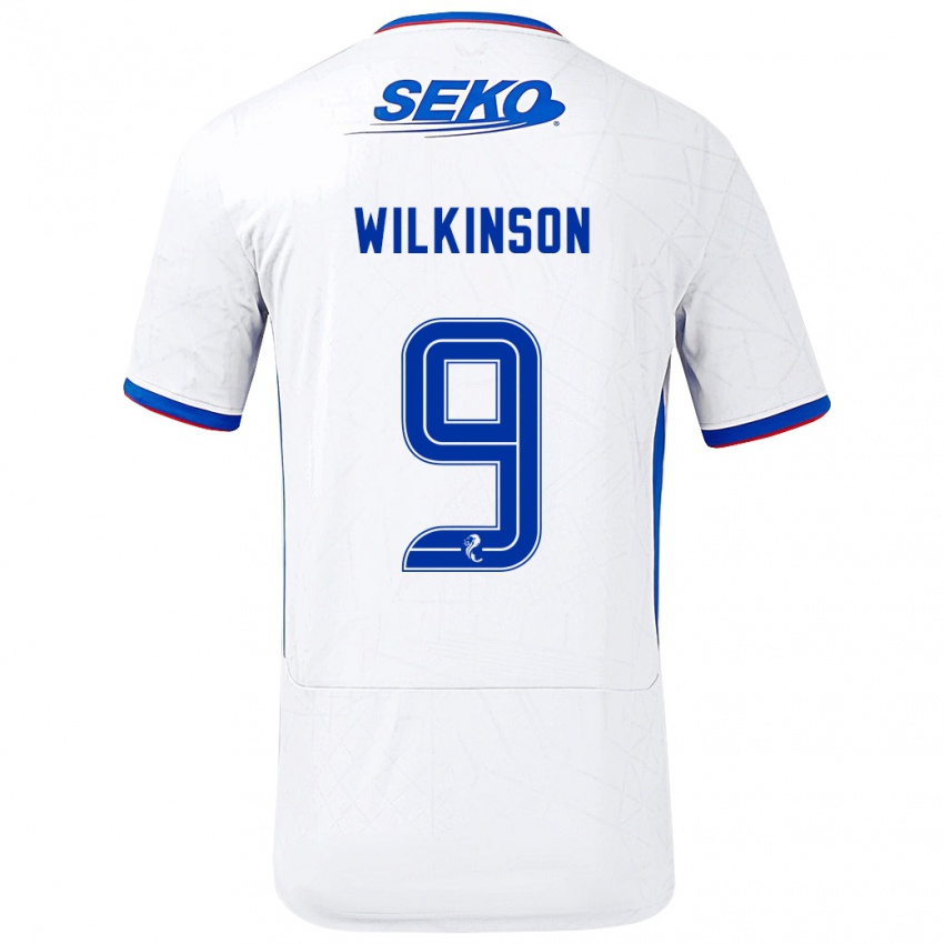 Homem Camisola Katie Wilkinson #9 Azul Branco Alternativa 2024/25 Camisa