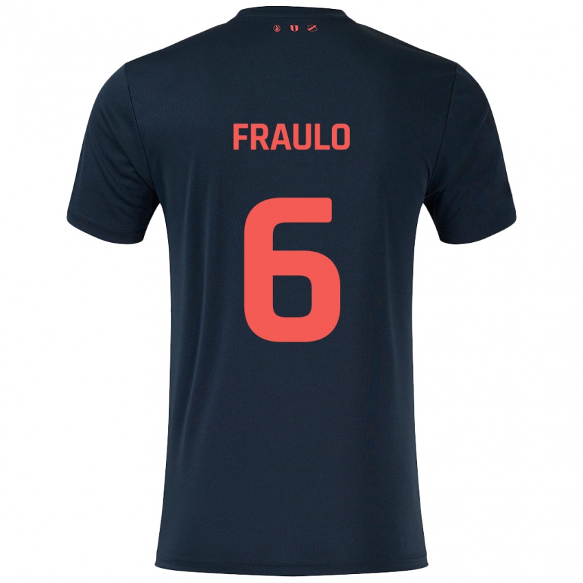 Homem Camisola Oscar Fraulo #6 Vermelho Preto Alternativa 2024/25 Camisa