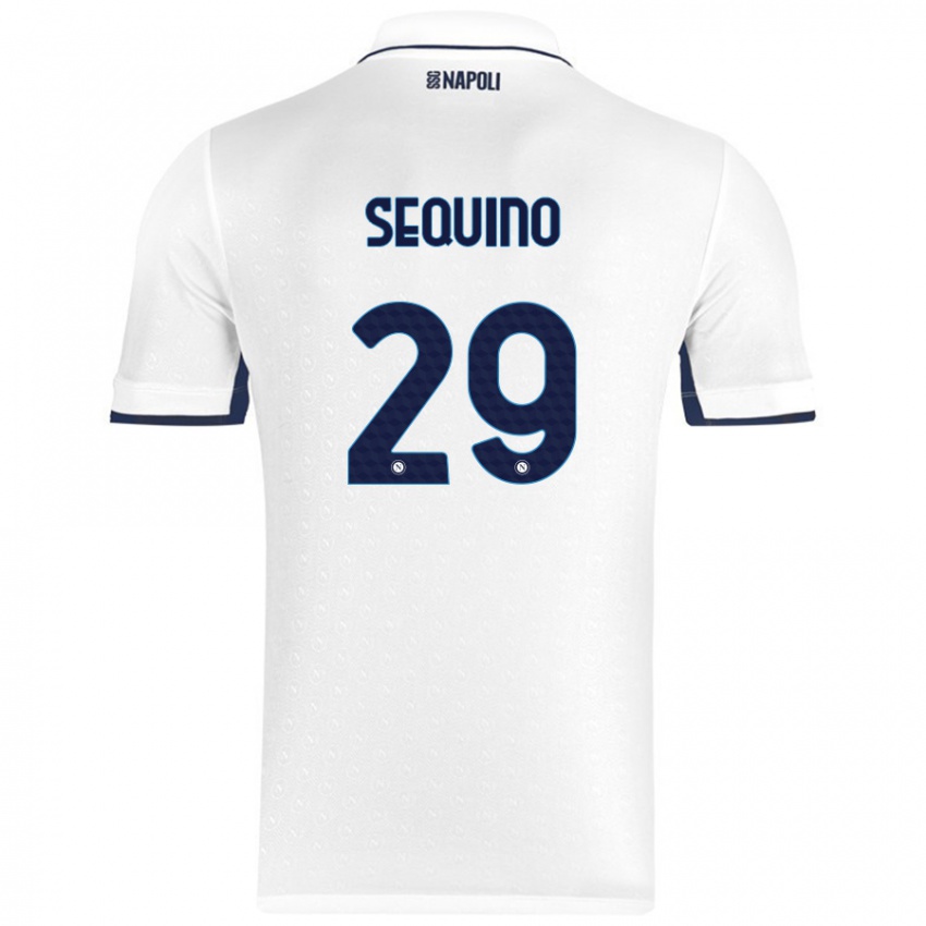 Homem Camisola Giovanni Sequino #29 Azul Real Branco Alternativa 2024/25 Camisa