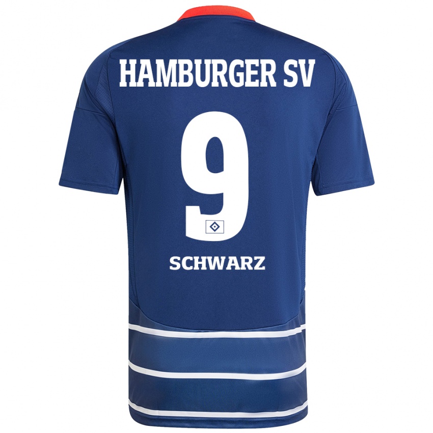 Homem Camisola Rafael Schwarz #9 Azul Escuro Alternativa 2024/25 Camisa