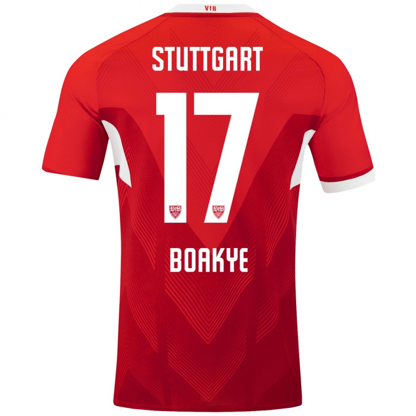 Homem Camisola Maurice Boakye #17 Branco Vermelho Alternativa 2024/25 Camisa