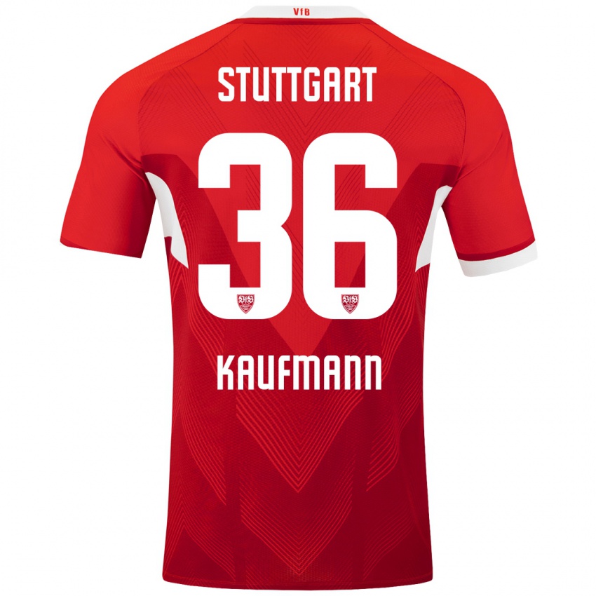 Homem Camisola Tino Kaufmann #36 Branco Vermelho Alternativa 2024/25 Camisa