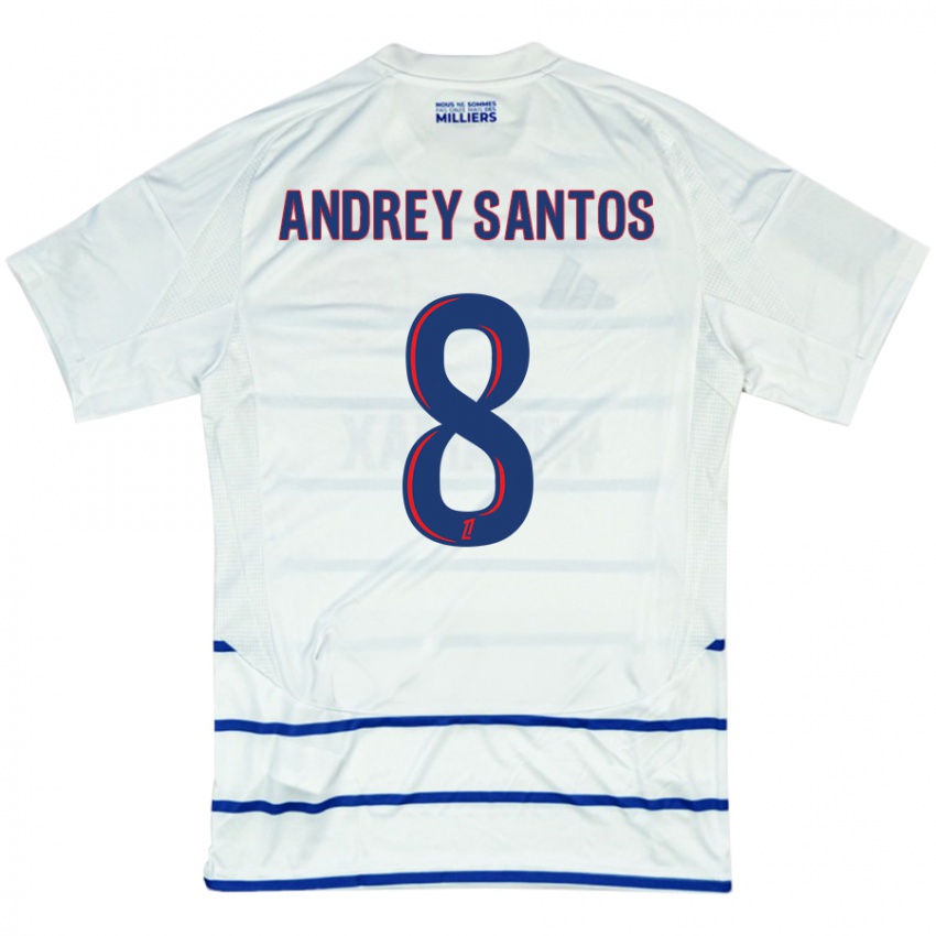 Homem Camisola Andrey Santos #8 Azul Branco Alternativa 2024/25 Camisa