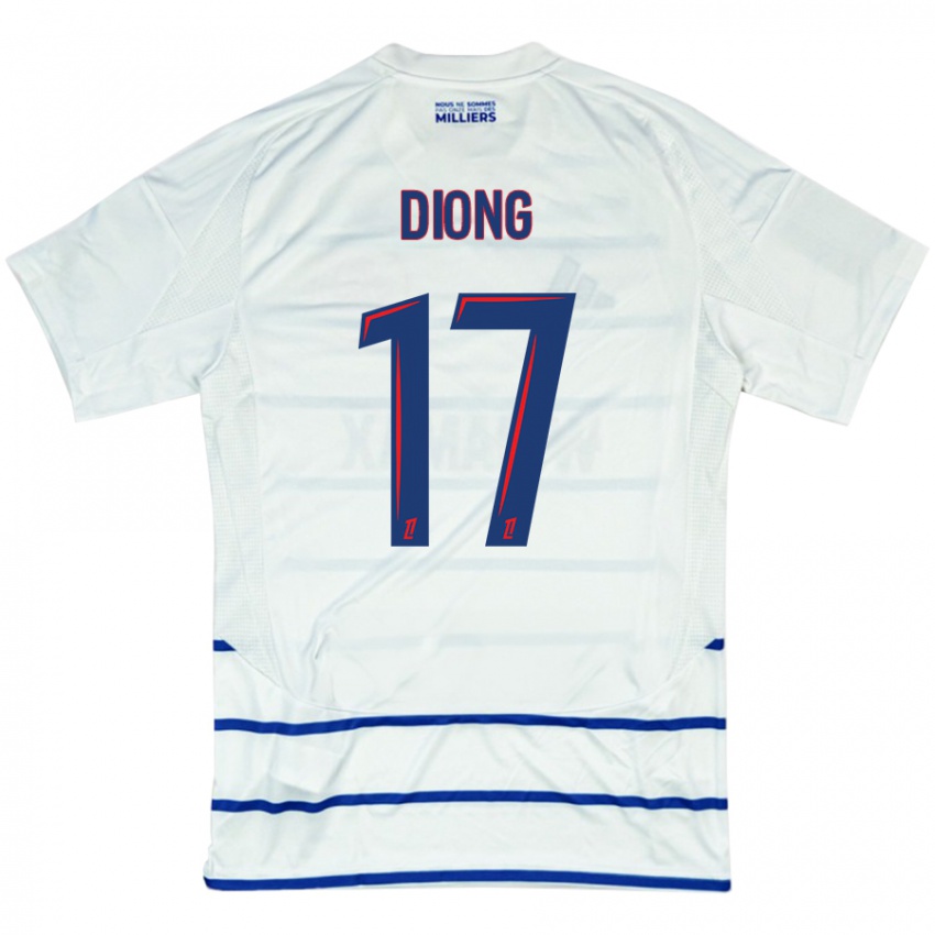 Homem Camisola Pape Diong #17 Azul Branco Alternativa 2024/25 Camisa