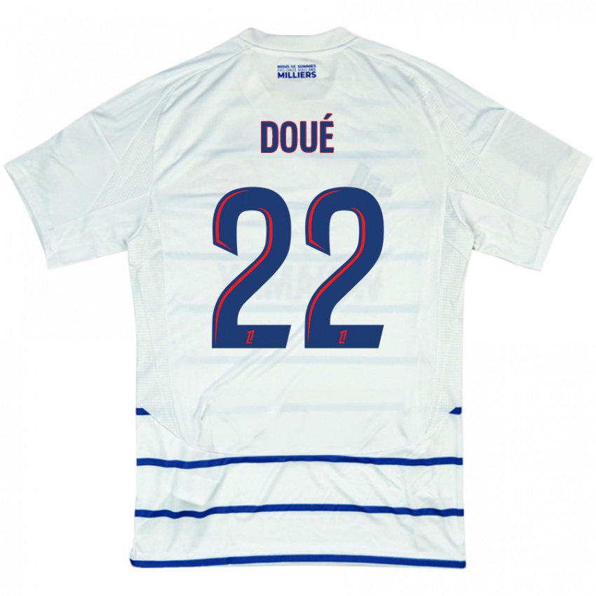 Homem Camisola Guéla Doué #22 Azul Branco Alternativa 2024/25 Camisa