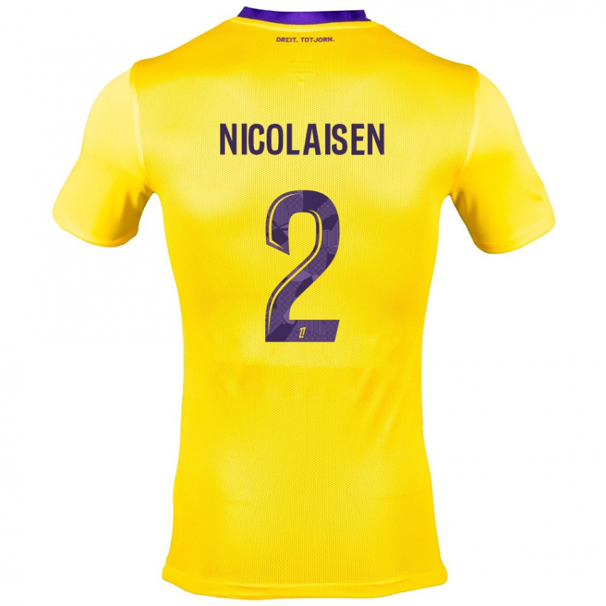 Homem Camisola Rasmus Nicolaisen #2 Roxo Amarelo Alternativa 2024/25 Camisa