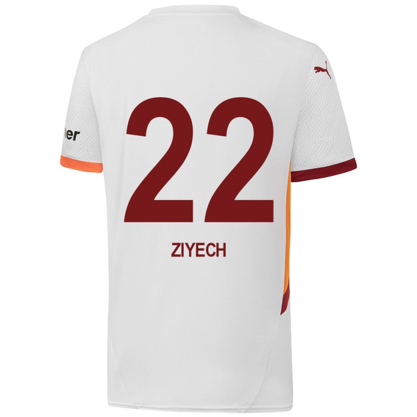 Homem Camisola Hakim Ziyech #22 Branco Amarelo Vermelho Alternativa 2024/25 Camisa