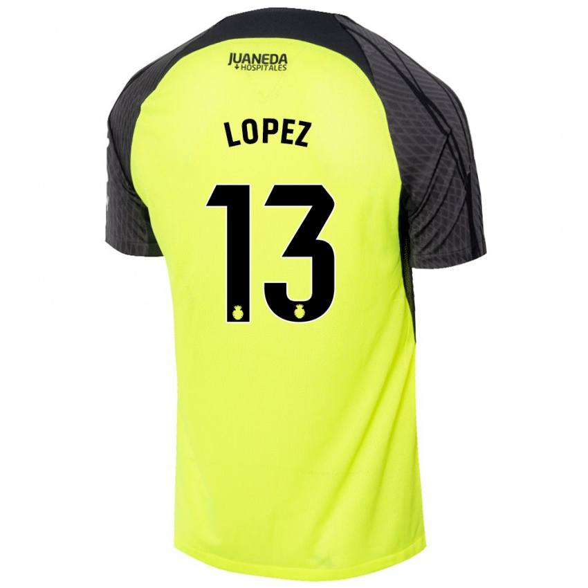 Homem Camisola Iván López #13 Verde Fluorescente Preto Alternativa 2024/25 Camisa